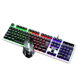 Coupon AOC KM100 Wired Cool Backlit Keyboard and Mouse Combo Kit Ergonomic Waterproof Keyboard Color Backlight for Computer PC Laptop