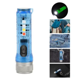 Coupon BIKIGHT M300 GITD-Green Self-luminous 400LM 6500K EDC Keychain Flashlight with RGB Sidelight, Magnetic Tail Repair Work Lamp Type-C Rechargeable Mini UV Flashlight