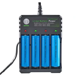 Coupon BMAX 4 Slot 18650/14500/16650/16340 Li-ion Battery Charger EU Plug AC Plug Portable Charger