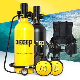 Coupon DIDEEP X5000 Pro 2L Scuba Diving Tank Air Oxygen Cylinder Underwater Equipment with Vest Bag Long Pressure Gauge Kit