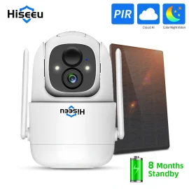 Coupon Hiseeu 1080P Cloud AI WiFi Video Security Surveillance Camera Rechargeable Battery with Solar Panel Outdoor Pan & Tilt Wireless