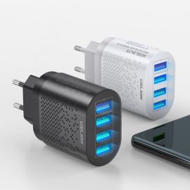 Coupon USLION 48W USB Charger Four USB QC3.0 Travel Wall Charger Adapter Quick Charging For iPhone XS 11Pro Max MI10 Note 9S S20+ 5G