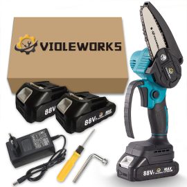 Coupon VIOLEWORKS 4 Inch 88VF Cordless Electric Chain Saw One-Hand Saw Woodworking Tool W/ None/1pc/2pcs Display Battery For Makitabattery – One Battery