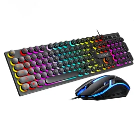 Coupon WOLF TF270 104 Keys Wired Gaming Keyboard and Mouse Combos Color Back Lighting Punk Style Non Mechanical Keyboard for Gamer Desktop Laptop PC