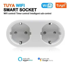 Coupon 2 In 1 Tuya WIFI Smart Socket Dual Outlet EU Plug Voice Control Wireless Smart Socket APP Remote Control Work with Alexa Google Home