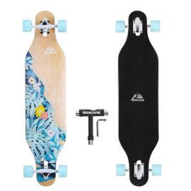 Coupon 41” Kids Skateboard 8 Layer Canadian Maple Long-boards for Children Boys Girls Youths Beginners