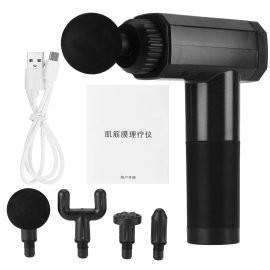 Coupon 80W Smart Touch LED Electric Percussive Massager 4 Gears USB Rechargeable Deep Muscle Shock Vibration Relaxing Therapy Device + 4 Heads