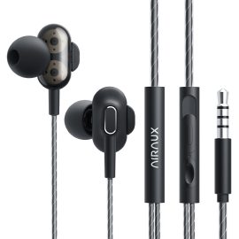 Coupon AIRAUX AA-HE4 3.5mm Earphone In-ear Wired Earbuds Double 8mm Dynamic Driver HiFi Stereo Gaming Headphone Meeting Headset with Mic