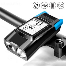 Coupon BIKIGHT 3-in-1 Bicycle Speedometer Wireless USB Rechargeable Double LED Bike Light Bike Computer with Alarm Horn