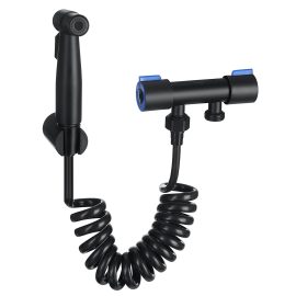 Coupon Black Bidet Spray Stainless Steel Toilet Hand Shower Head Intimate Hygiene Wall Seat Bathroom Set