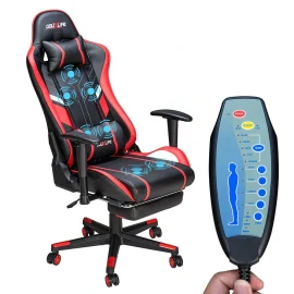 Coupon Douxlife® GC-RC03 Gaming Chair Massage Ergonomic High Back Design Lumbar Relax New Customized PU Massage Computer Office Chairs 2022 – Black + Red EU Plug