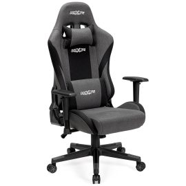 Coupon Douxlife® GC-RC04 Linen Gaming Chair Ergonomic High Back Design Fabric Computer Chair Reclining with Premium Breathable Cloth Cushion and Headrest + Lumbar Support 2022