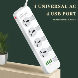 Coupon LDNIO SC4408 Universal Power Strip 4 Outlet with 17W USB*4 Multi Electrical Socket with Independent Switch EU Plug Board