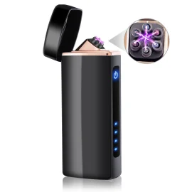 Coupon Portable Electric Lighter USB Rechargeable Lighter with Arc Points Power Indicator Anti-Wind
