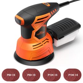 Coupon TOPSHAK TS-SD4 110V/220V 240W Electric Random Orbital Sander Rotary Sander 125mm with 20Pcs Sandpapers Circular Sander Dust Collection Box EU/US Plug 6-Speed
