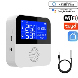 Coupon Tuya WiFi Smart Temperature Humidity Sensor Indoor Thermometer Hygrometer Meter with LCD Display Screen Detector APP Remote Monitoring Support Alexa Google Home