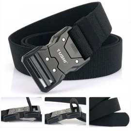 Coupon 1Pc Popvcly Belt Metal Buckle Quick Release Elastic Belt Casual Tooling Training Belt Men’s Pants Belt