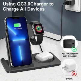 Coupon 3-in-1 15W 10W 7.5W 5W 2.5W Wireless Charger Fast Wireless Charging Pad for iPhone 14 13 12 11 Pro XS XR for Apple Watch for Airpods