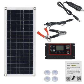 Coupon 30W Solar Panel 12V Battery Charger 60A / 100A Dual USB Controller For RV Travel Camping