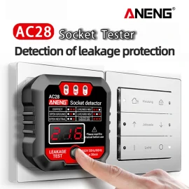 Coupon ANENG AC28 Digital Display Socket Tester UK US EU Plug Polarity Phase Pheck Detector Voltage Test Multi-function Electroscope – EU Plug (Black)