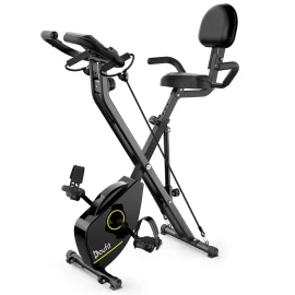 Coupon Doufit EB-11 Folding Exercise Bikes 8 Levels Magnetic Resistance Adjustment 150kg Load Capacity 7 Levels of Seat Height Stationary Exercise Bike for Home with Arm Resistance Band and Backrest Adjustable Magnetic Indoor Bike
