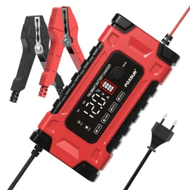 Coupon FOXSUR 12V 24V 10A Battery Charger with Intelligent Repair Screen Display for Cars and Motorcycles