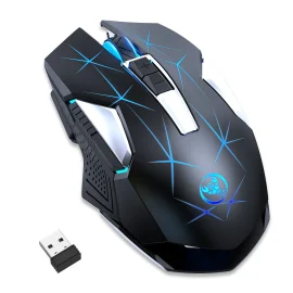 Coupon HXSJ T300 2.4G Wireless Gaming Mouse 7 Buttons Adjustable 1000-2400DPI LED Breathing Light Rechargeable Mouse
