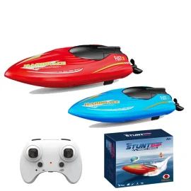 Coupon JJRC S8 RTR 2.4G RC Boat Stunt Mini Speedboat LED Light 360° Rotation Remote Control Racing Ship Waterproof Kids Children Toys Vehicle Models