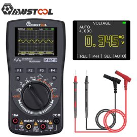Coupon MUSTOOL MT8210 Intelligent Graphical Digital Oscilloscope Multimeter 2 in 1 With 2.4 Inches Color Screen 1MHz Bandwidth 2.5Msps Sampling Rate for DIY and Electronic Test
