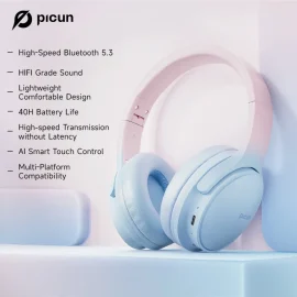 Coupon Picun Queen Headset bluetooth V5.3 Headphone 40h Long Battery Life Low Latency Smart Touch HD Calls Over-ear Headset Gifts
