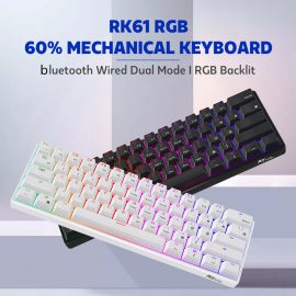 Coupon Royal Kludge RK61 Mechanical Keyboard 61 Keys bluetooth 5.0 Wired Dual Mode RGB Gaming Keyboard