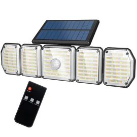 Coupon Somoreal SM-OLT2 Rotatable 5 Heads 214LED Solar Sensor Wall Light 3 Color Temperatures Remote Control 3 Working Modes IP65 Waterproof