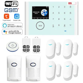 Coupon Tuya Smart Home Alarm System Security Kit Wireless WiFi GSM Burglar Alarm Multifuctional Home Anti-theft Safety System Assisted with Alexa Google