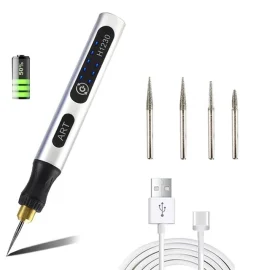 Coupon USB Cordless Rotary Tool Kit Woodworking Engraving Pen DIY For Jewelry Metal Glass Mini Wireless Drill – sliver