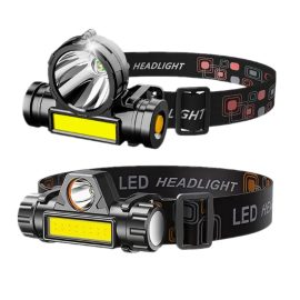 Coupon Waterproof LED Headlamp Handfree COB Work Light with Magnet USB Headlight Built-in Battery Suit for Fishing Camping