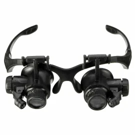 Coupon 10X 15X 20X 25X Spectacles Glasses LED Lamp Magnifier Loupe Jewellery Maintain with 8pcs Replacement