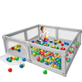Coupon 79” Baby Playpen Infants Toddler Safety Kids Packable & Portable Play Pens Activity Play Yard +Gate for Babies and Toddlers Sturdy Play Yards, Kids Indoor & Outdoor Activity Center, Baby Fence with Breathable Mesh – 180*200*66cm