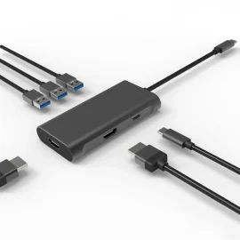 Coupon Bakeey 6 in 1 USB-C Hub Docking Station 3*USB3.0 5Gbps HDMI 8K@30HZ UHD Video Type-C PD 100W Fast Charging Support 5Gbps Data Transfer for Laptops Tablets