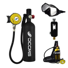 Coupon DCCMS 1L Scuba Diving Tank Provide 10-15 Minutes Of Breathing Time Aluminum Oxygen Tanks Diving Equipment Snorkeling with Adapter Diving Goggles Strap Bag