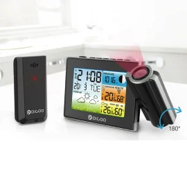 Coupon DIGOO Weather Station with Projection Clock Digital Table Alarm Clock Time Projector Color Thermometer Hygrometer Forecast Comfort Wireless Sensor