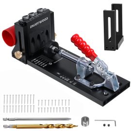 Coupon ENJOYWOOD XK4 Pocket Hole Jig Kit Aluminum Alloy Adjustable Woodworking Drilling Guide for Angled Holes with Drill Bit