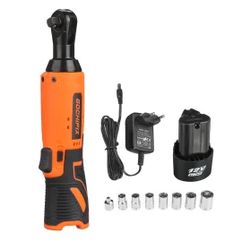 Coupon GOCHIFIX 3/8″ 2000mAh Cordless Electric Ratchet Wrench Set, 50Ft.lbs 12V Power Ratchet Wrench Driver with 8 Sockets – EU Plug