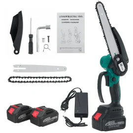 Coupon Wolike 388VF 8 Inch Cordless Electric Chain Saw One-Hand Wood Cutter Pruning Saws Garden Power Tools – with 2 Batteries
