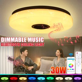 Coupon 30W Modern Dimmable LED RGB Bluetooth Music Ceiling Light APP Remote Control – 220V APP+Remote Control
