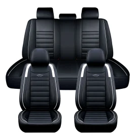 Coupon 5 Seats Universal Car Seat Covers Deluxe PU Leather Seat Cushion Full Set Cover