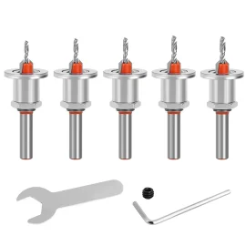 Coupon 5pcs Woodworking Hole Saw Cutter Drill Bit Set with Limit Stop Alloy Head Cone Hole Drill for Screw Installation and Woodworking Punching.