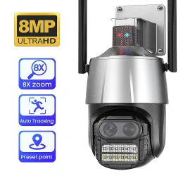 Coupon 8MP Security IP Camera Wireless Binocular 8X Zoom Camera Auto Tracking Human Detection Colorful IR Night Vision Two-way Audio APP Remote Monitoring Security Camera