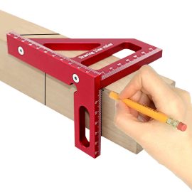 Coupon Aluminum Alloy Woodworking Square Protractor Miter Triangle Ruler Right Angle Ruler Drawing Line Ruler Measuring Tool for Carpentry