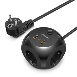 Coupon BlitzWolf® BW-PC1 2500W Power Strip Socket USB Charger With 3 * AC Outlets /20W USB-C PD/ 18W 2 * USB-A QC3.0 Fast Charging For iPhone 13 13 Pro Max 13 Mini For OnePlus 9Pro For Xiaomi MI10