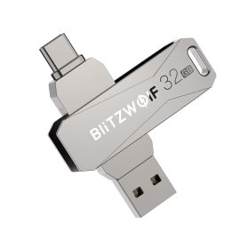 Coupon BlitzWolf BW-UPC2 256GB USB Disk 2 in 1 Type-C USB3.0 Flash Drive Ultra-fast Transmission 360° Rotation Zinc Alloy 256GB Support OTG Pendrive